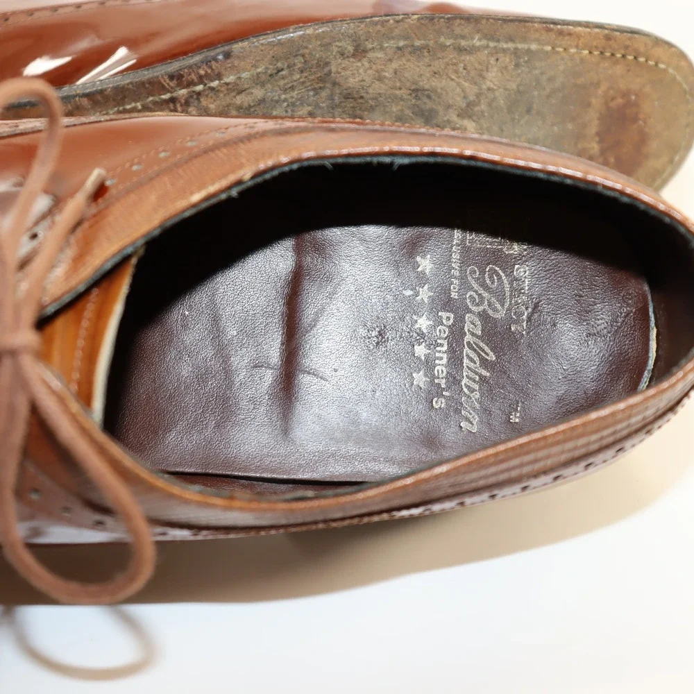 Stacy Baldwin Wingtip‎ Oxford Mens 11 Brown Patent Lizard Embossed Dress Shoes